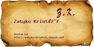 Zatyko Kristóf névjegykártya